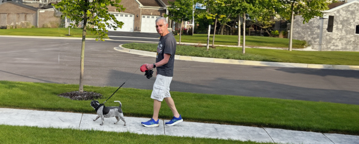 Doug walking his dog
